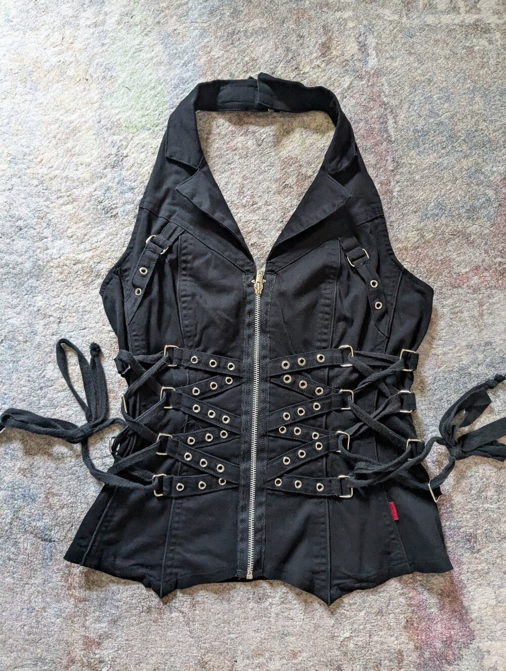 TRIPP NYC Black Lace-Up Halter Corset Top